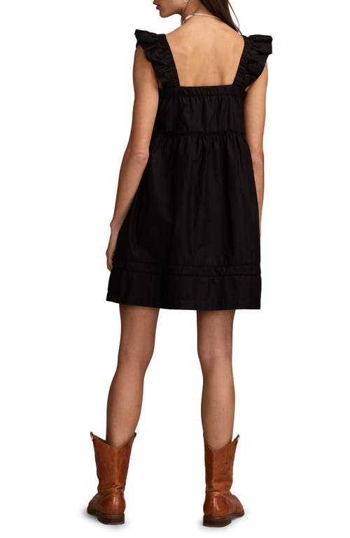 Lucky Brand Ruched Flutter Minidress In Black