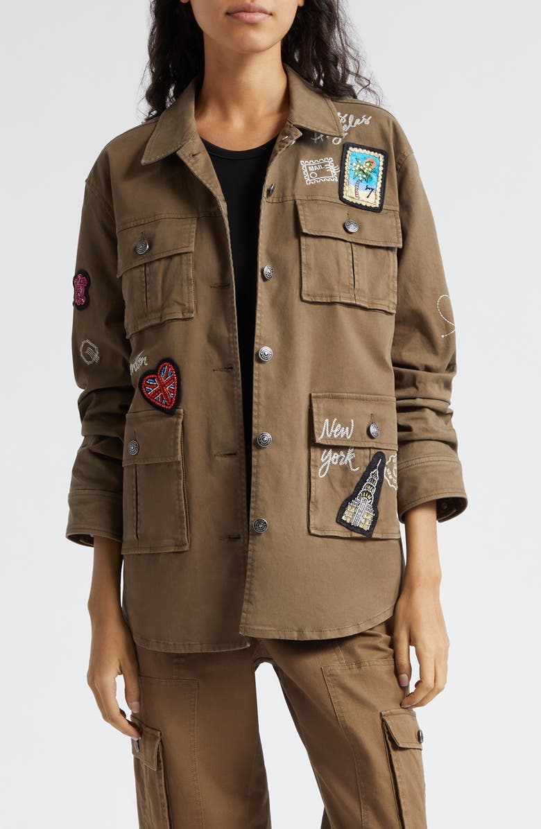 Cinq à Sept Vera Around the World Stretch Cotton Utility Jacket, Main, color,