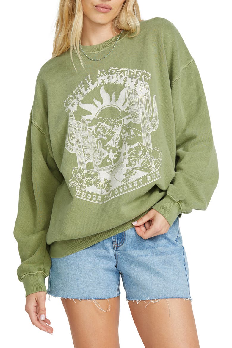 Oversize Ride in Crew Fleece Sweatshirt, Main, color, AVOCADO
