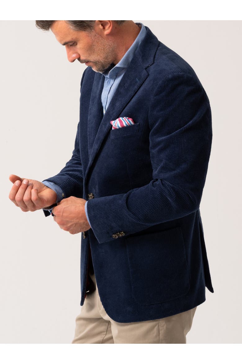 Premium Blend Corduroy Blazer, Alternate, color, Blue