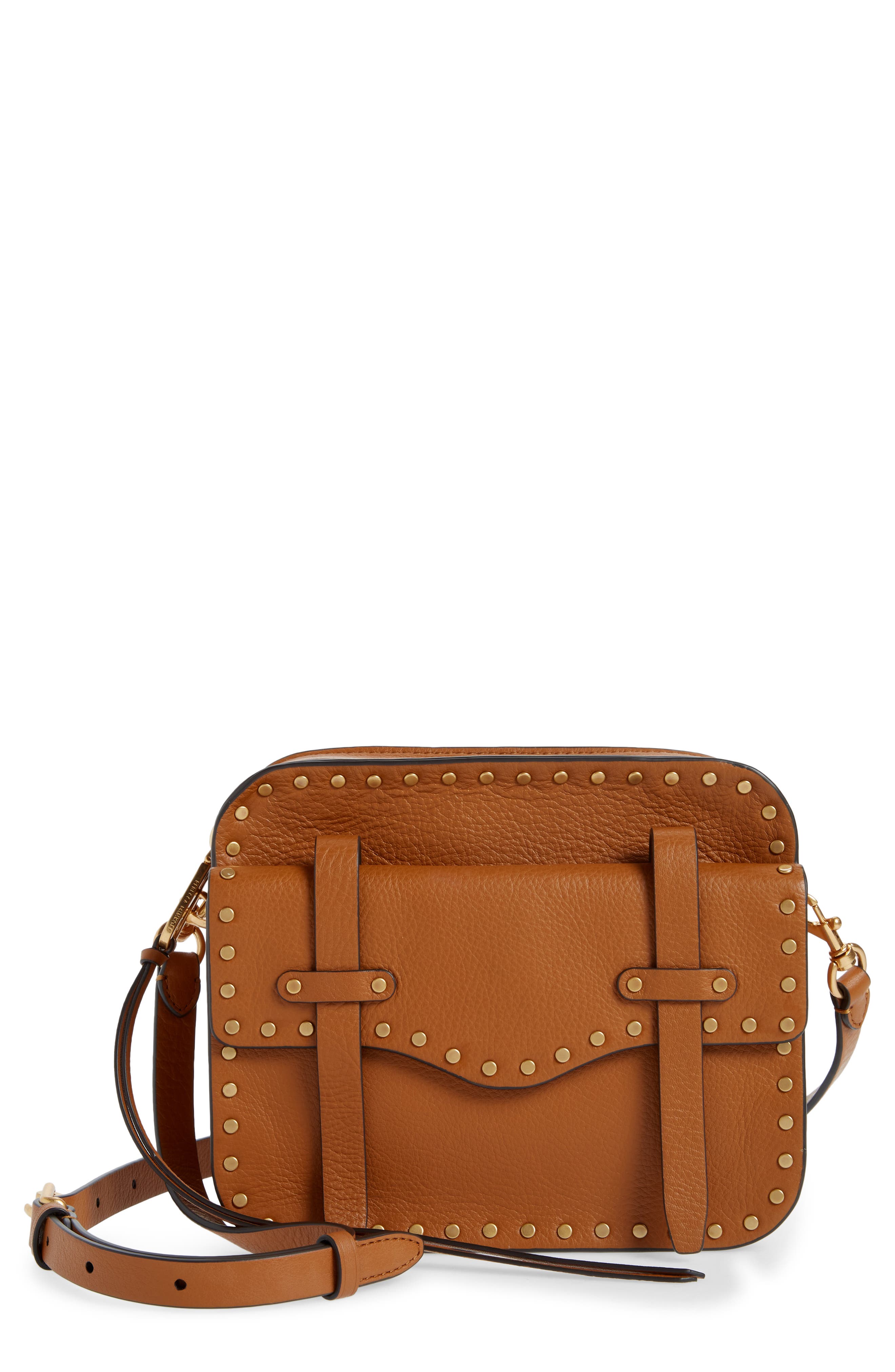 Nanine Leather Crossbody Bag, Main, color, CARAMELLO