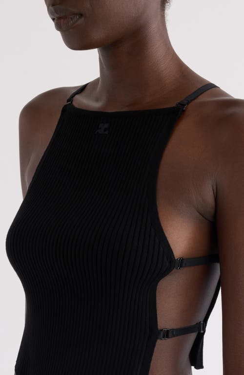 Courrèges Open Side Rib Knit Tank In Black