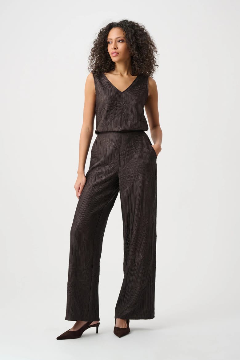 Pleated Satin Pull-On Wide-Leg Pants, Alternate, color, Mocha