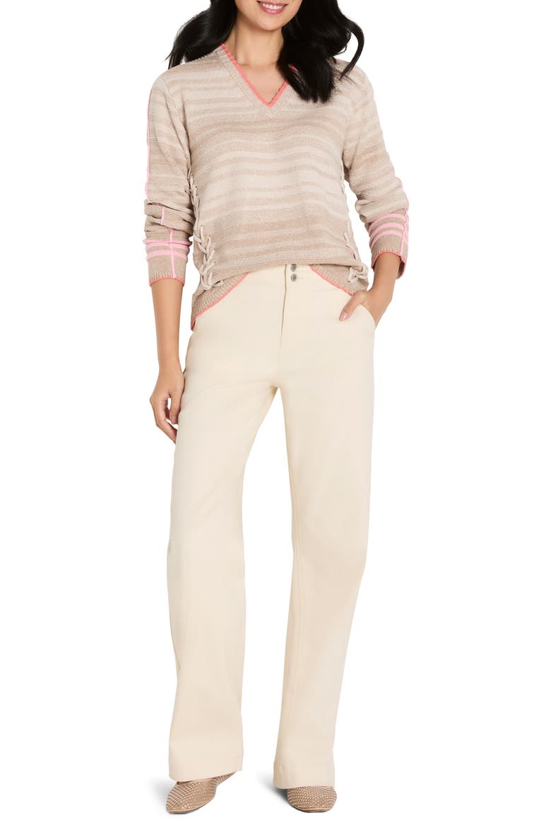 Stitched V-Neck Sweater, Alternate, color, NEUTRAL MULTI