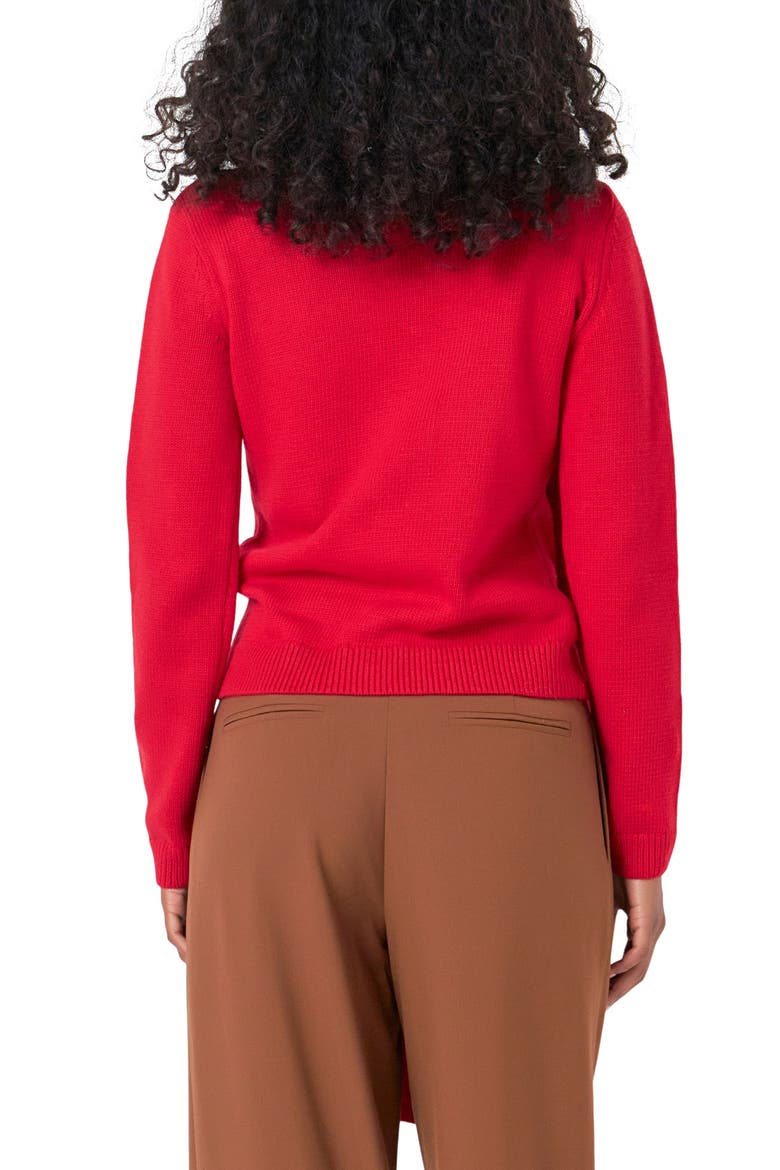 Scarf Detail Crewneck Sweater, Alternate, color, RED