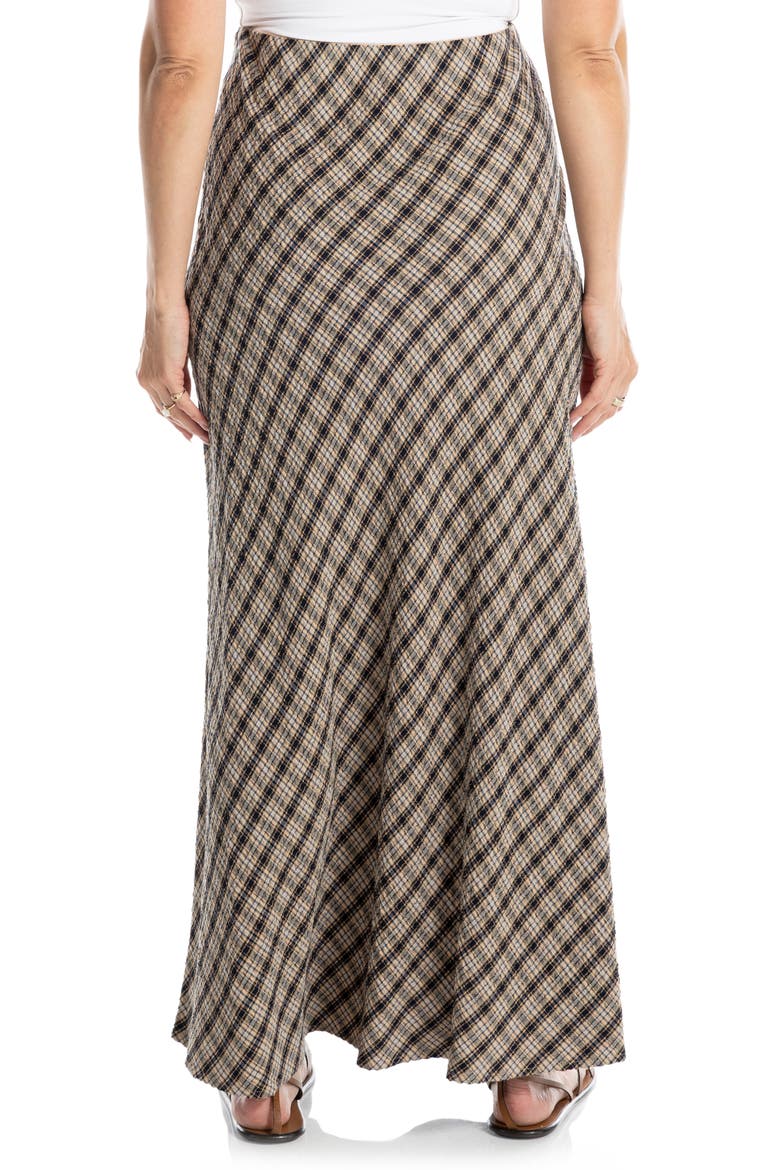 Plaid Maxi Skirt, Alternate, color, TAUPE/ BLACK/ BLUE PLAID