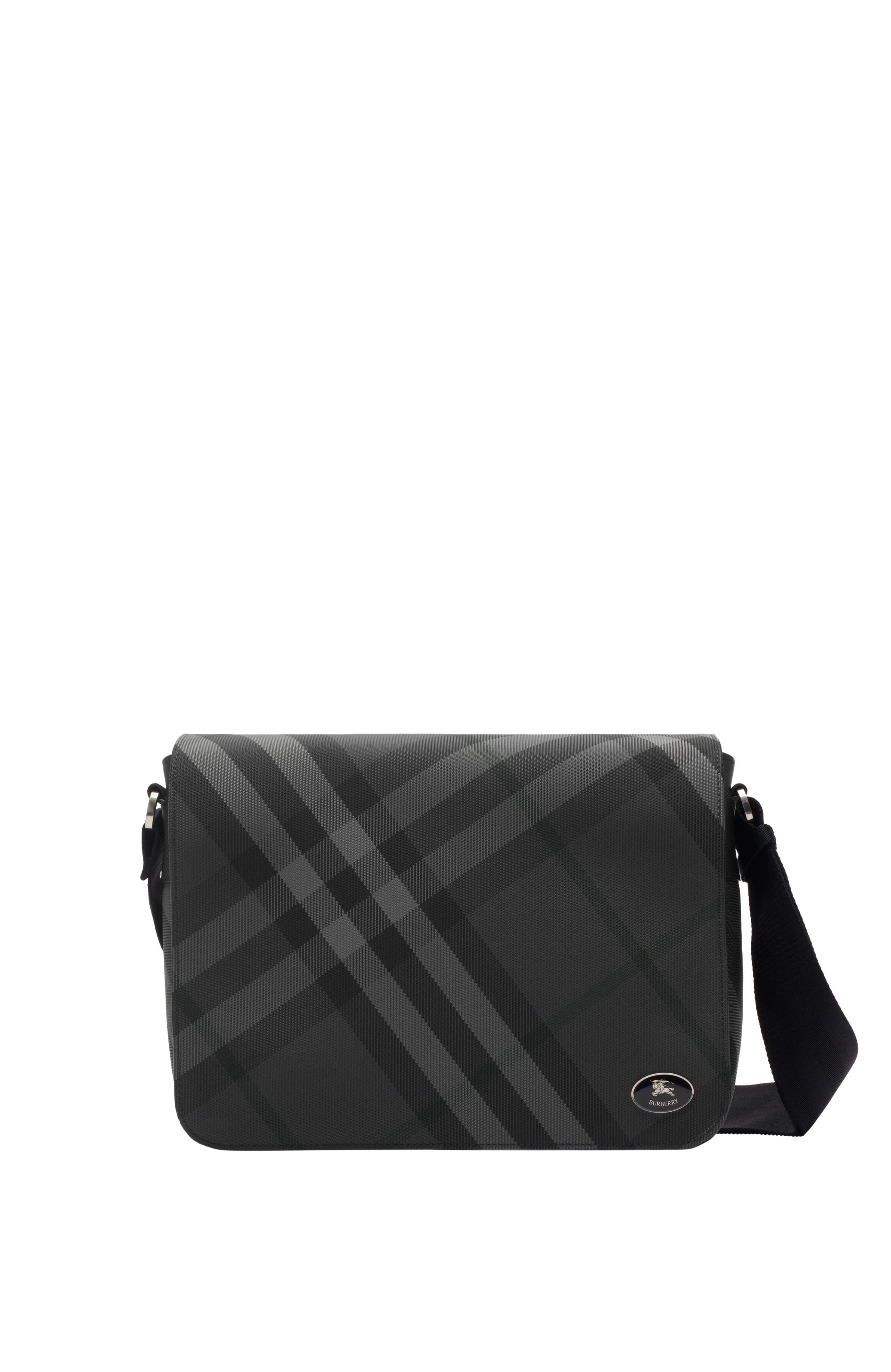 Burberry Grid Messenger Bag, Main, color, Charcoal Grey