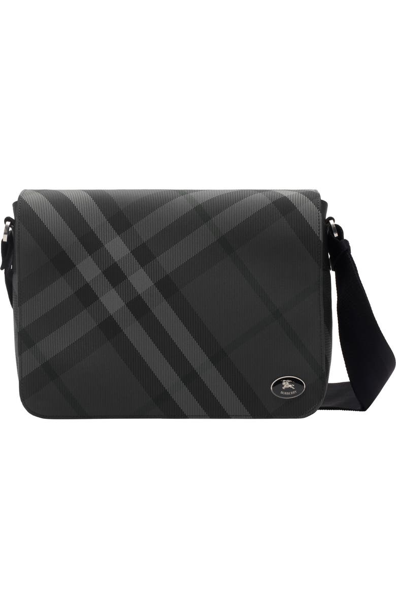 Burberry Grid Messenger Bag, Main, color, Charcoal Grey