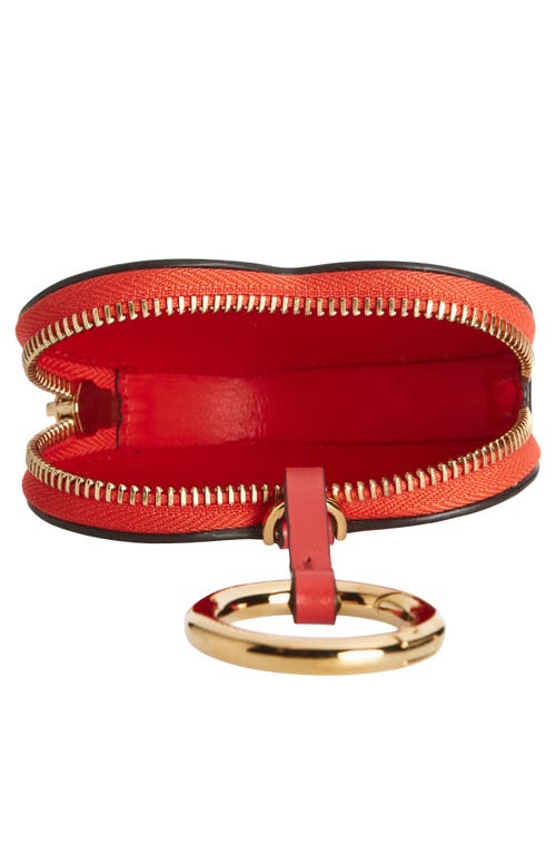 Versace Logo Leather Heart Coin Purse Bag Charm In Red