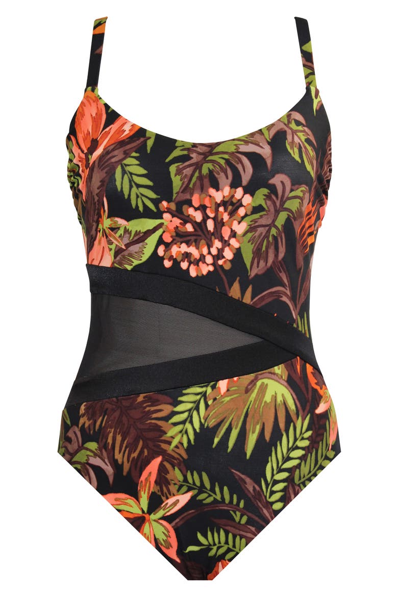 Botanico Lyra Underwire One-Piece Swimsuit, Alternate, color, BLM