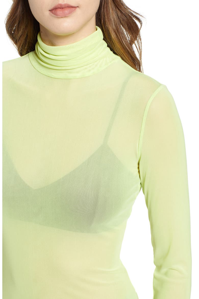 Zadie Semi Sheer Turtleneck, Alternate, color, LIMELIGHT