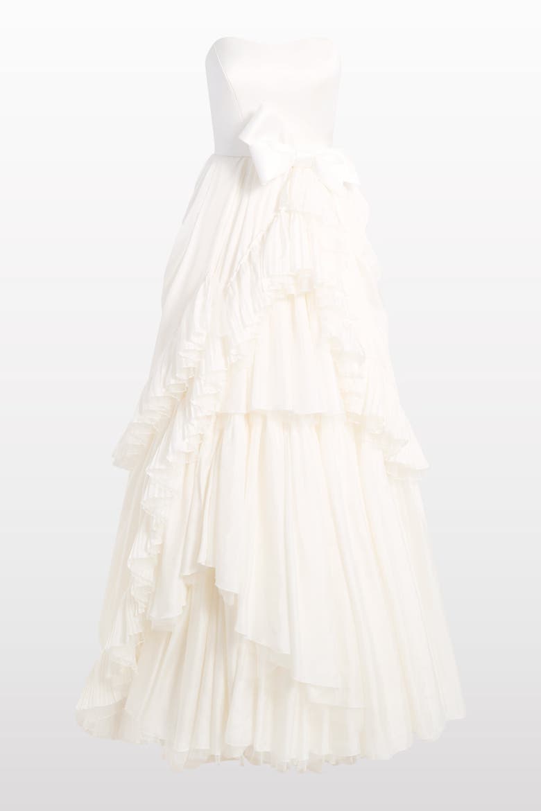 Antonia Ruffled Bow Dress, Alternate, color, Ivory