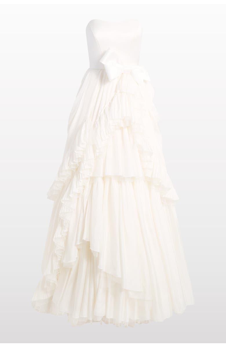 Jenny Packham Antonia Ruffled Bow Dress, Main, color, Ivory