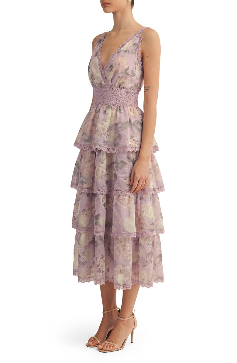 Arose Studio Sylvie Layered Ruffle Sleeveless Maxi Dress, Alternate, color, Lavender
