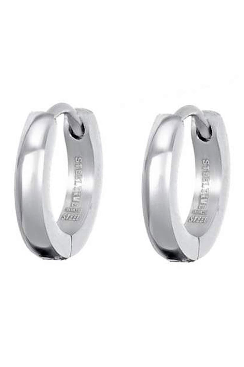 Men's Stainless Steel Hoop Earrings, Main, color, SILVER