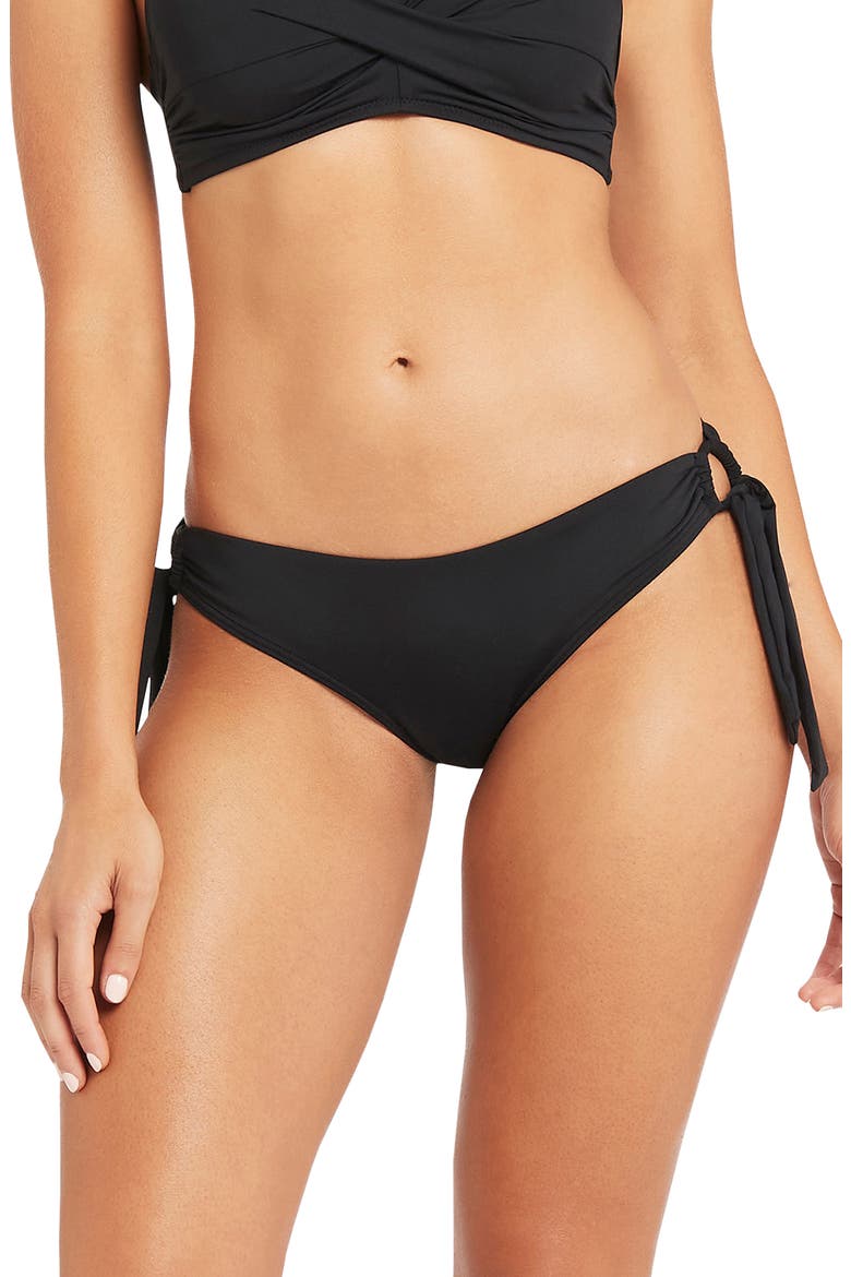 Tie Side Swim Bottoms, Main, color, BLACK