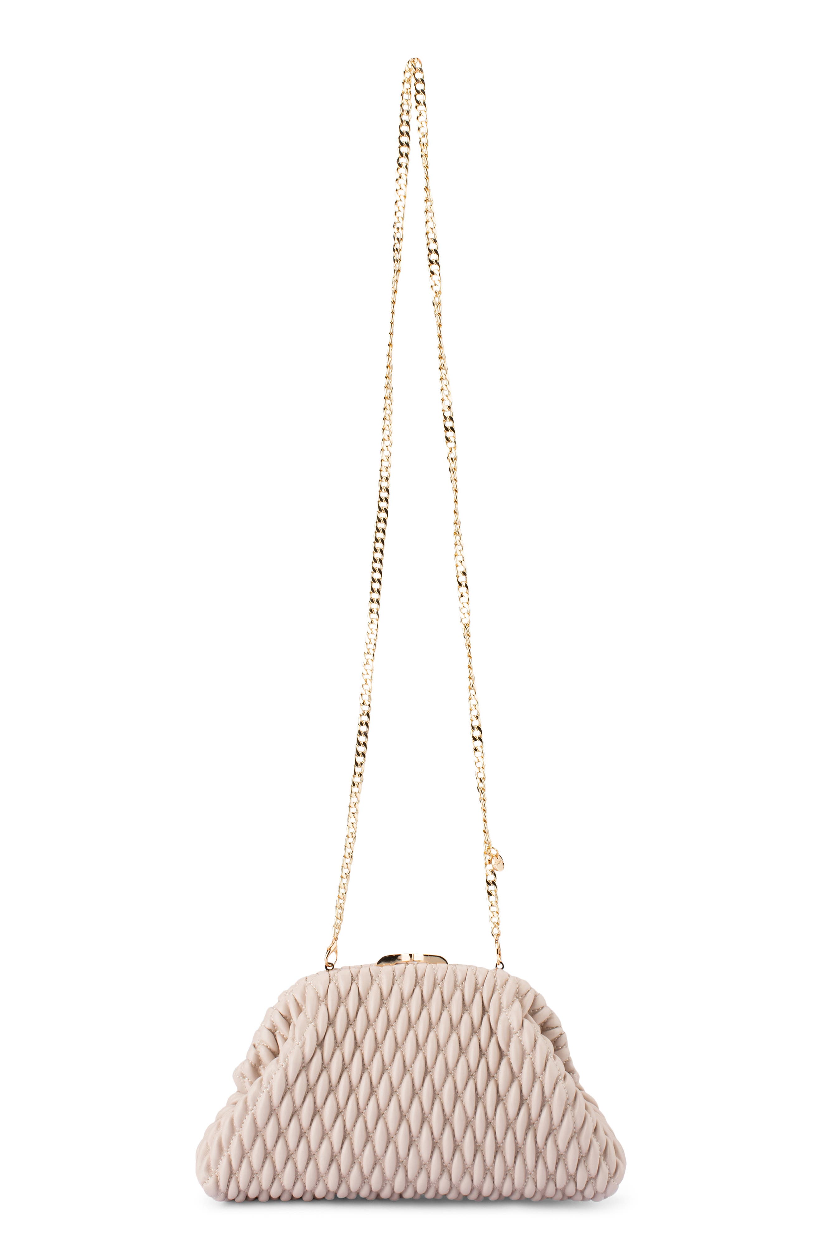 Olga Berg Paige Textured Faux Leather Frame Clutch, Alternate, color, Mink