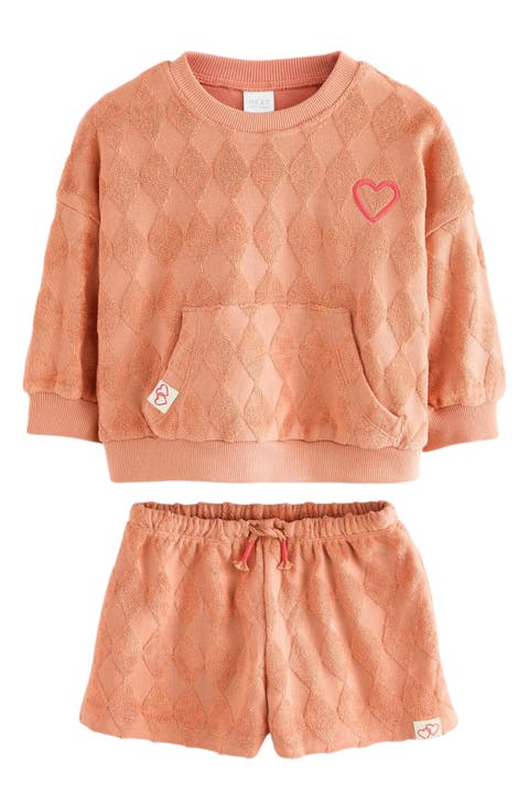 Kids' Textured Cotton French Terry Sweatshirt & Shorts Set (Baby & Little Kid)