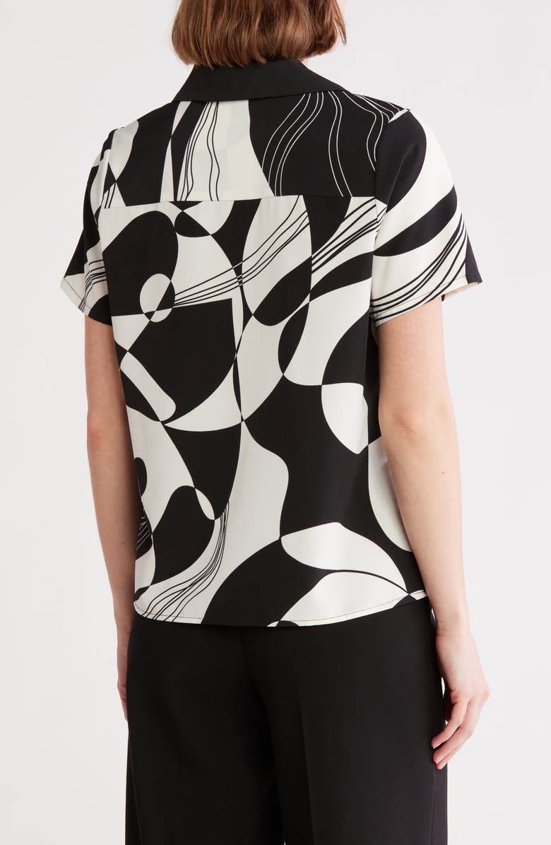 Love By Design Rhythm Short Sleeve Button-Up Shirt, Alternate, color, Black/ Ivory