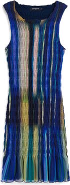 Desigual Mixed Stripe Smock Sleeveless Mesh Dress