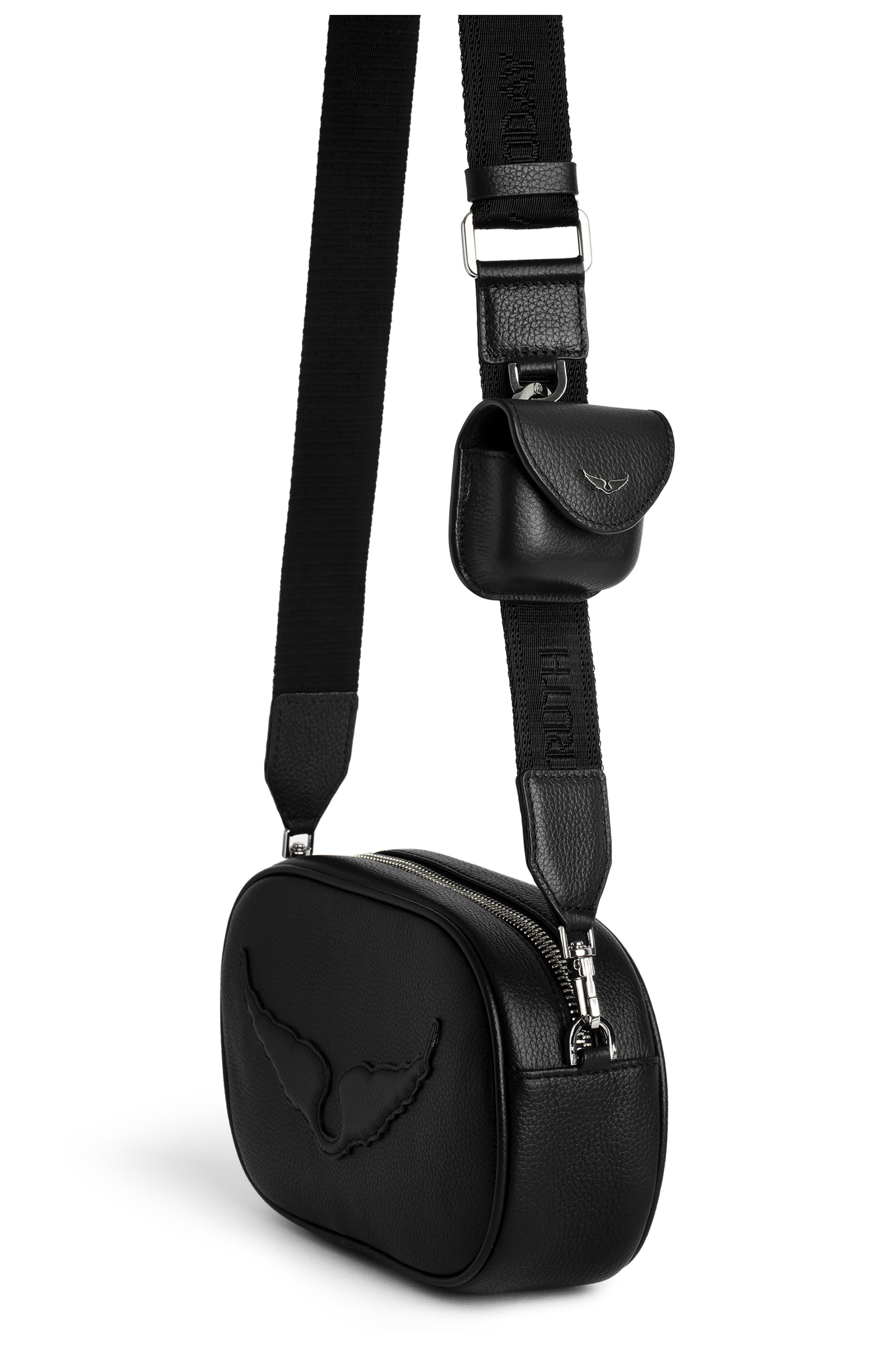 Zadig & Voltaire Rock With You Grained Leather Crossbody Bag, Alternate, color, 