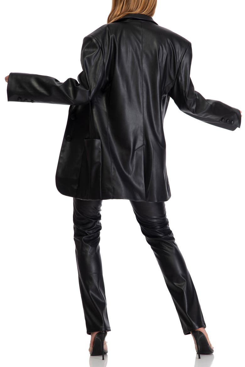 Faux Leather Blazer, Alternate, color, NOIR