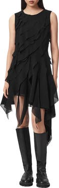 AllSaints Angie Ruffled Handkerchief Hem Dress