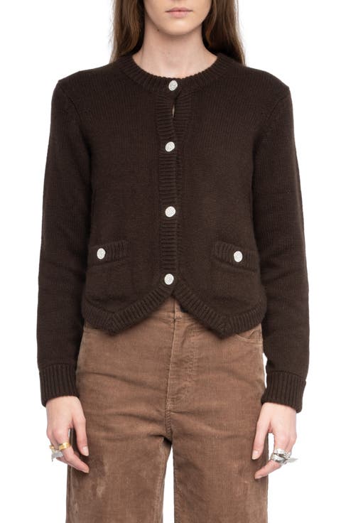 Westia Rhinestone Button Cashmere Cardigan