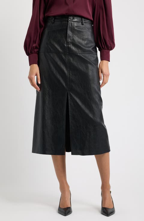 Leslie Faux Leather Midi Skirt