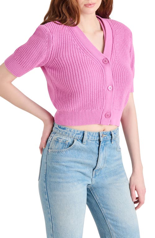 Steve Madden Janae Short Sleeve Cotton Blend Cardigan In Crocus