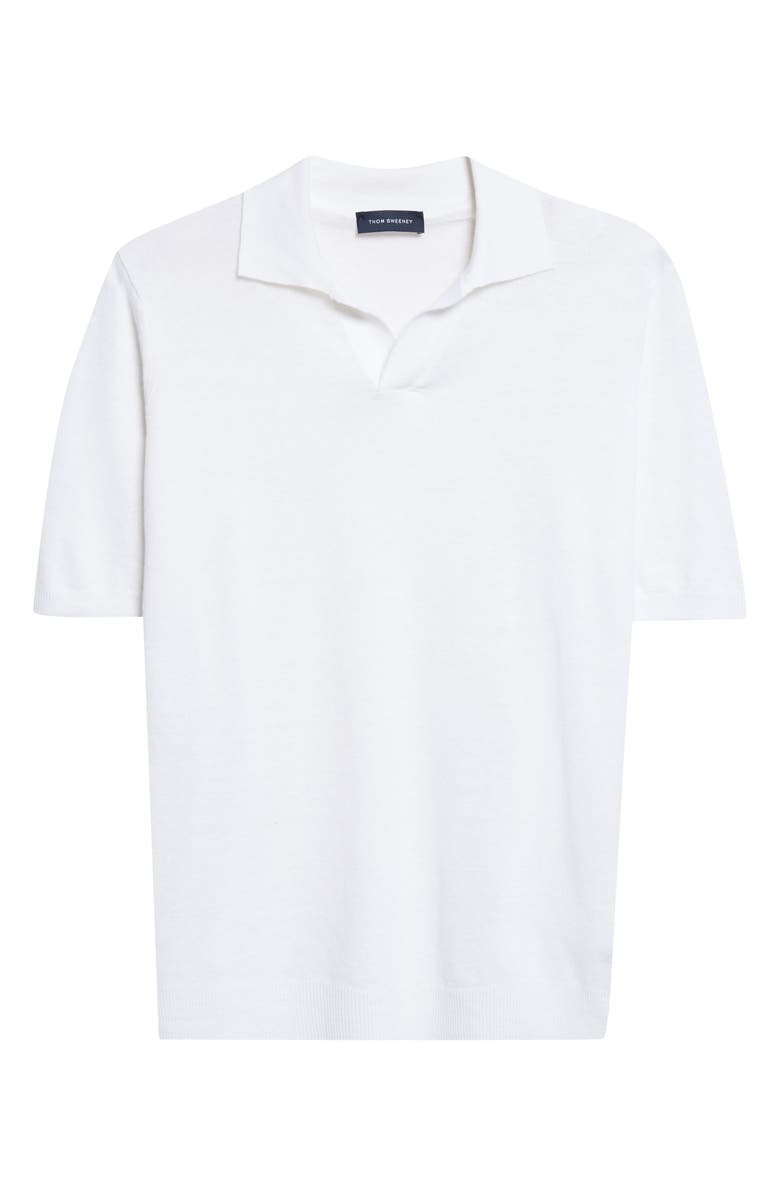 Thom Sweeney Skipper Linen & Cotton Polo, Main, color, White