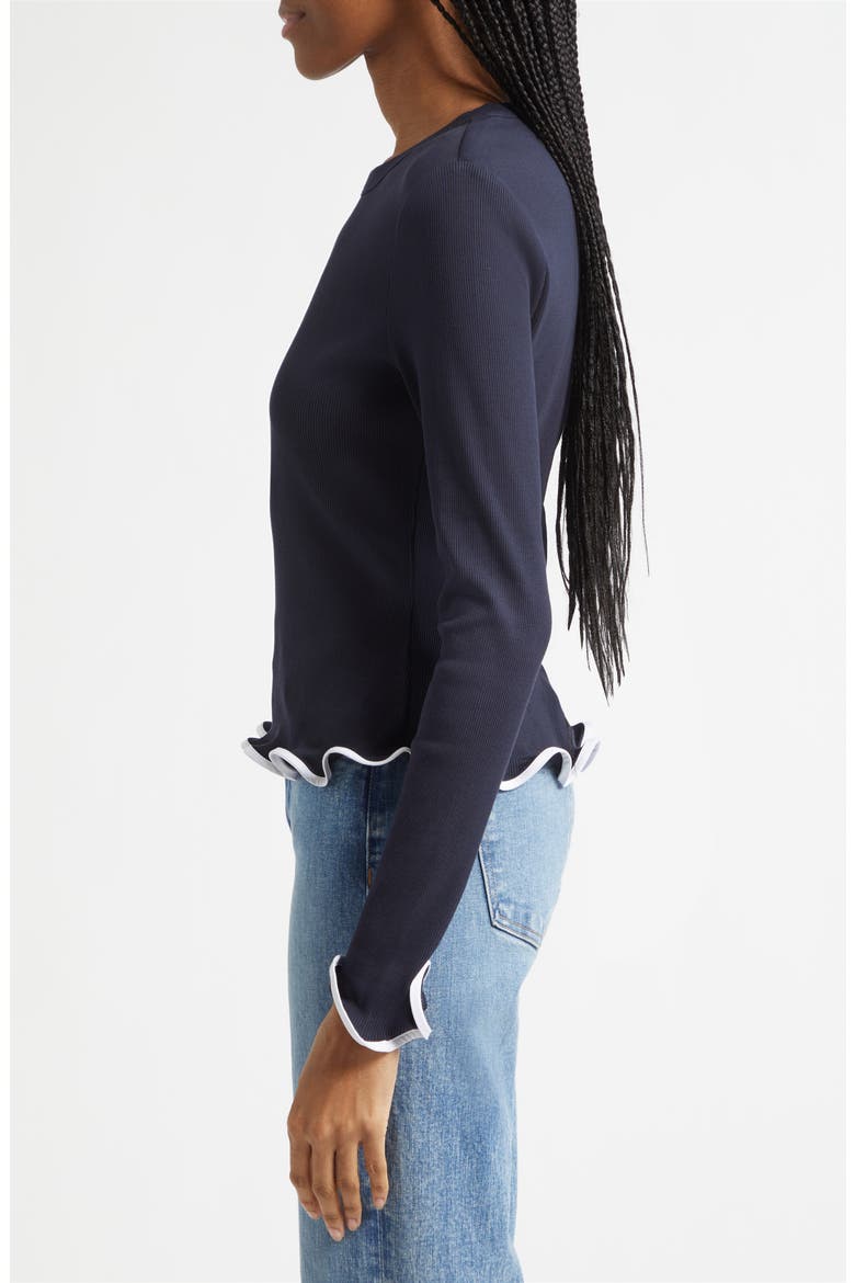 Elianne Ruffle Top, Alternate, color, NAVY WHITE
