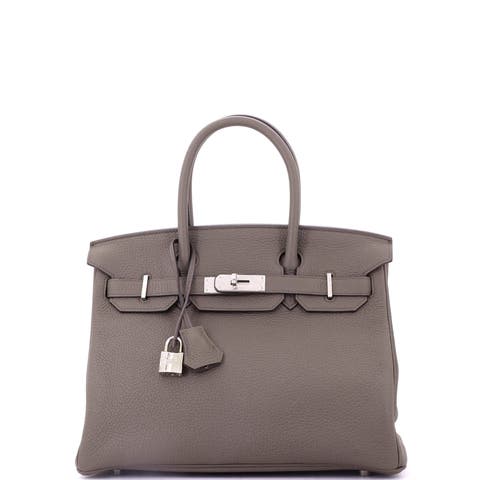 Birkin Handbag Grey Clemence with Palladium Hardware 30