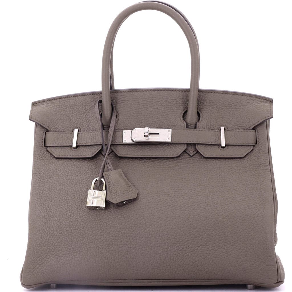 Pre-owned Hermes  Hermes Birkin Handbag Grey Clemence With Palladium Hardware 30 In Gray