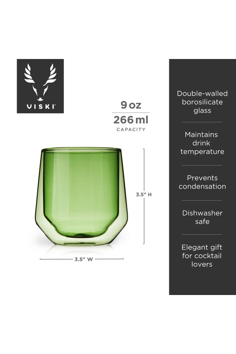 Aurora Double Walled Tumblers Set of 2, Alternate, color, Green