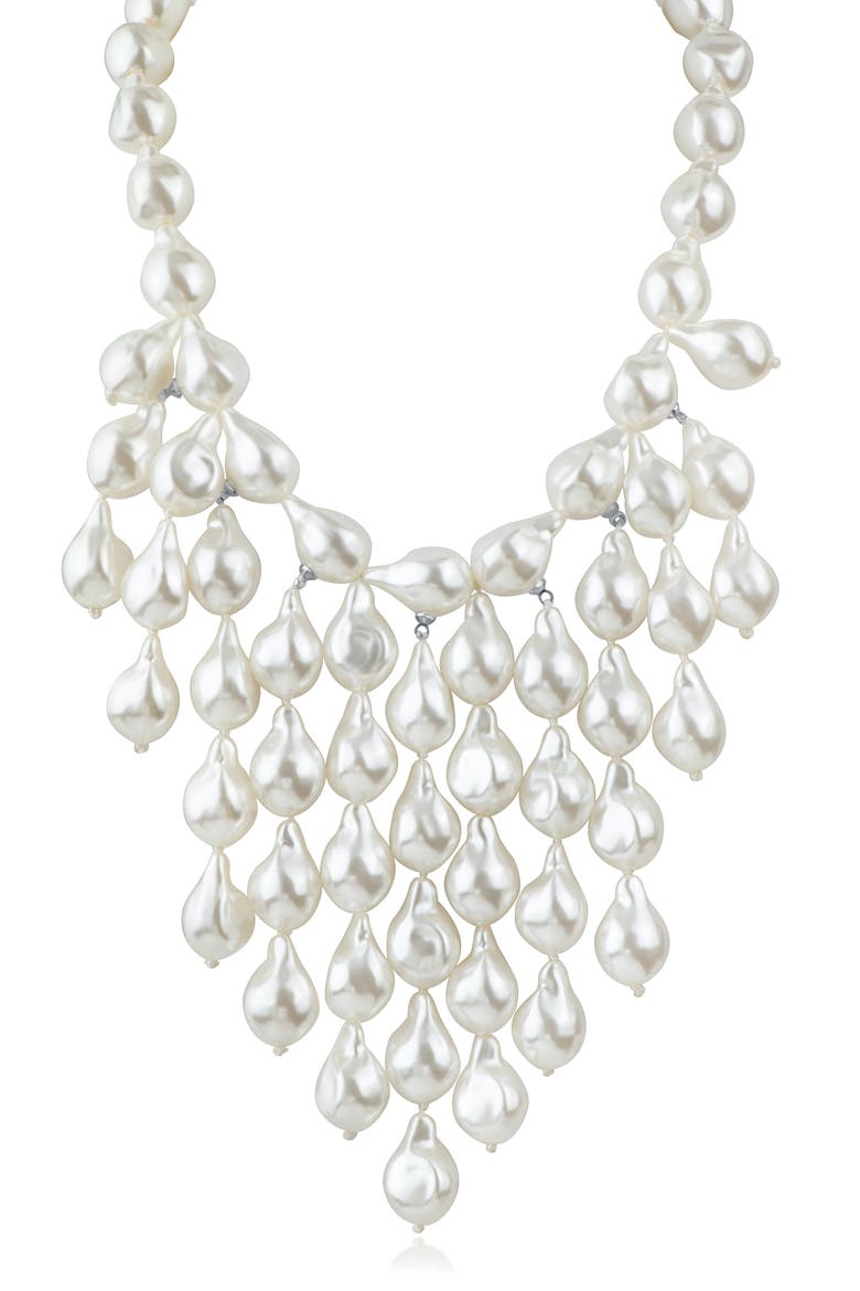 Imitation Baroque Pearl Bib Necklace (Nordstrom Exclusive), Main, color, WHITE/ SILVER