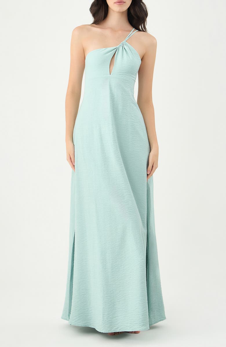 BOAMAR Nicole One-Shoulder Satin Cover-Up Maxi Dress, Main, color, Green