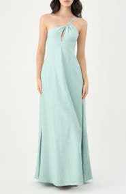 BOAMAR Nicole One-Shoulder Satin Cover-Up Maxi Dress
