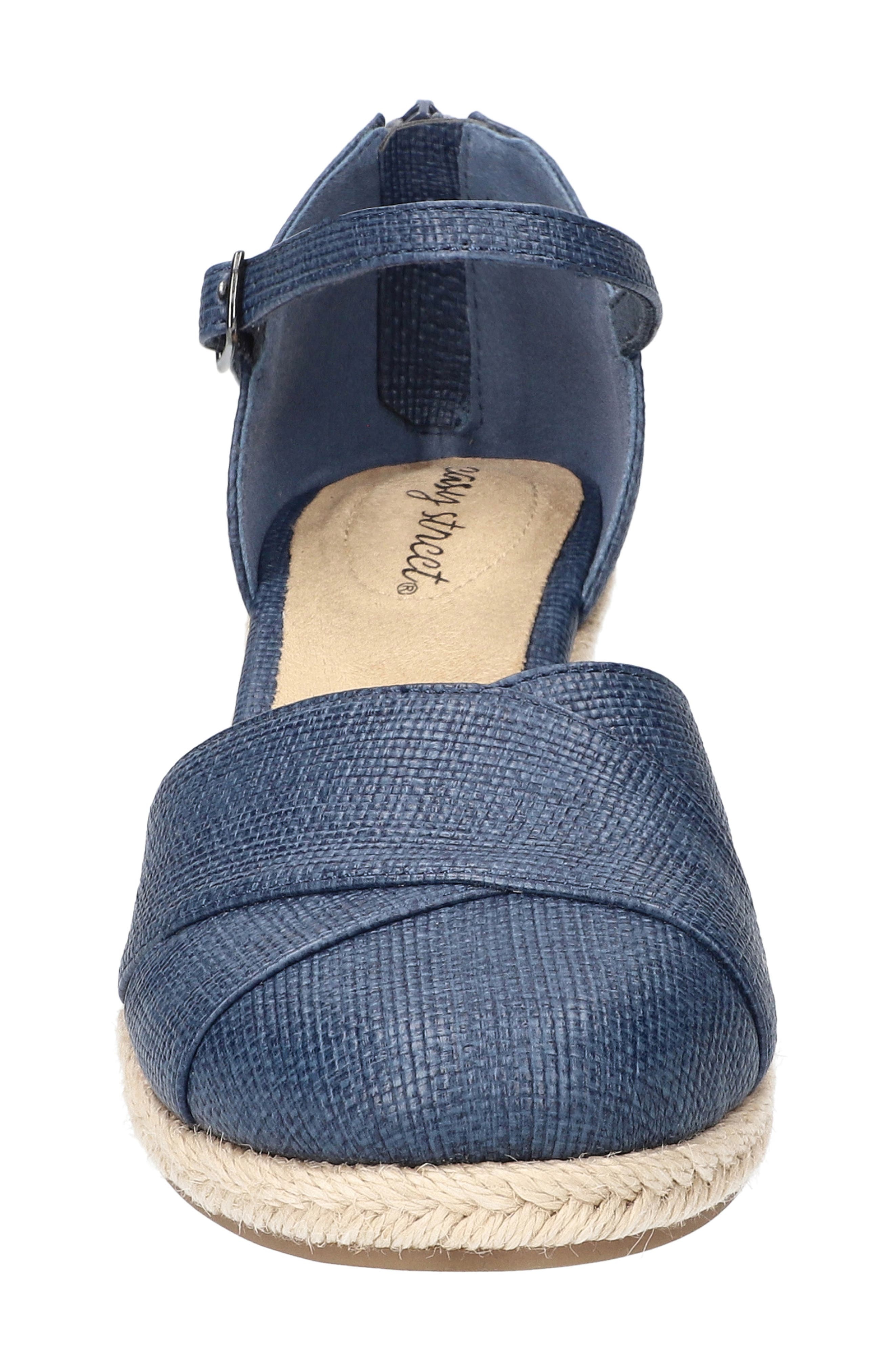 Coast Espadrille Wedge Sandal, Alternate, color, NAVY LINEN EMBOSSED