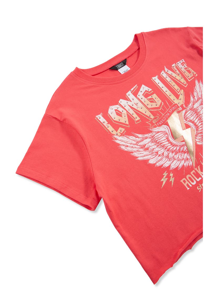 Kids' Rock Star Embellished Cotton Graphic T-Shirt, Alternate, color, DARK PINK
