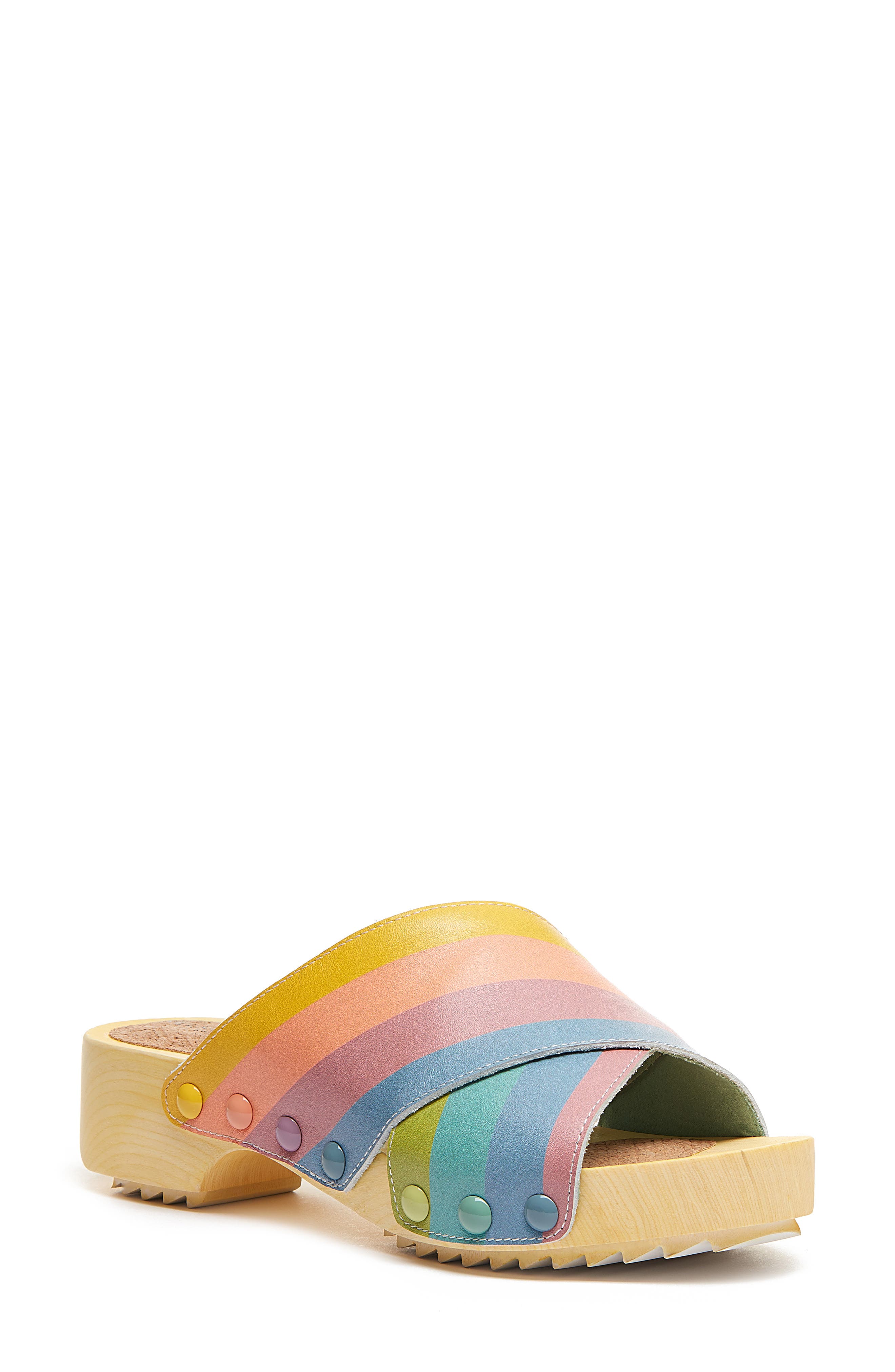 Gear Clog Slide Sandal, Main, color, RAINBOW MULTI LEATHER