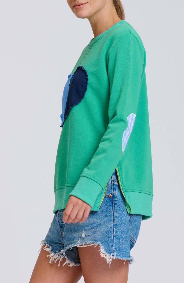SHIRTY Zipside Nautical Anchor Sweatshirt, Alternate, color, Pea Green