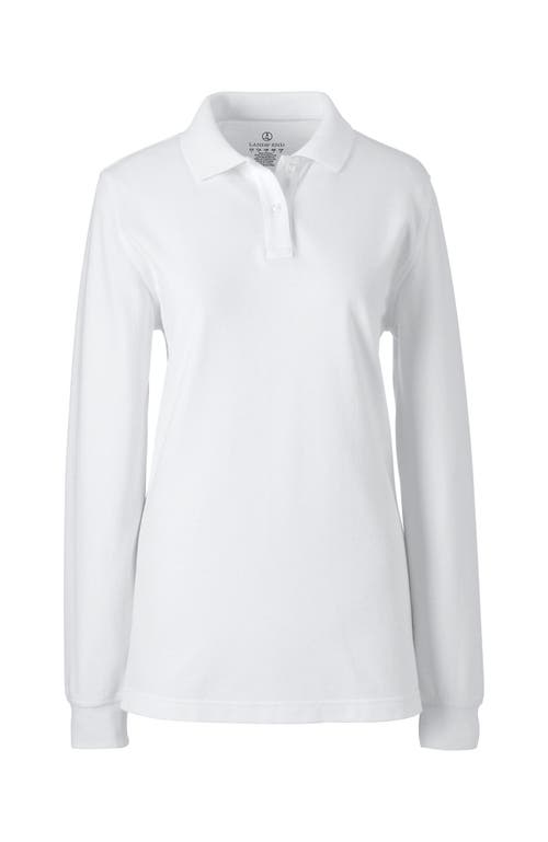 Lands' End School Uniform Young  Long Sleeve Mesh Polo Shirt In White