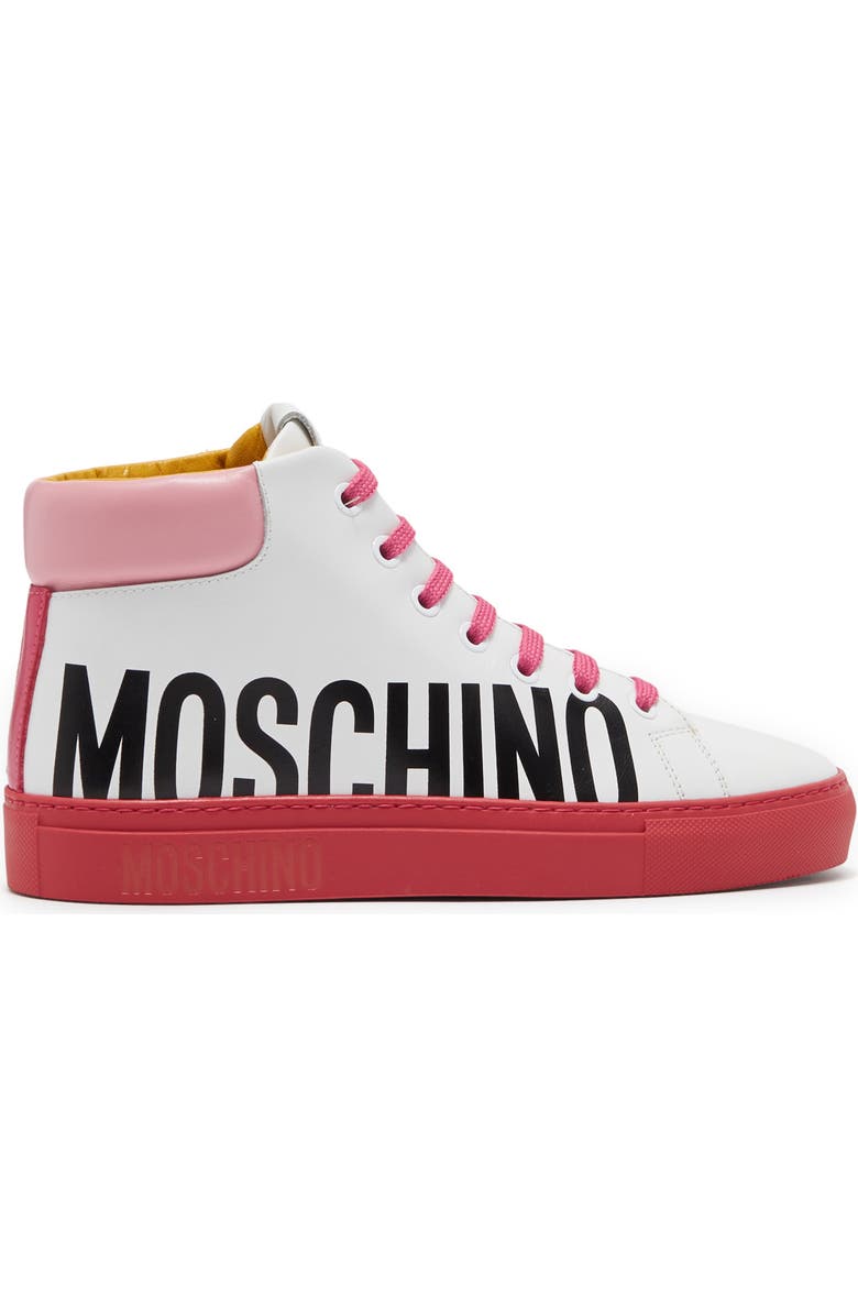 Moschino High Top Logo Sneaker, Alternate, color,