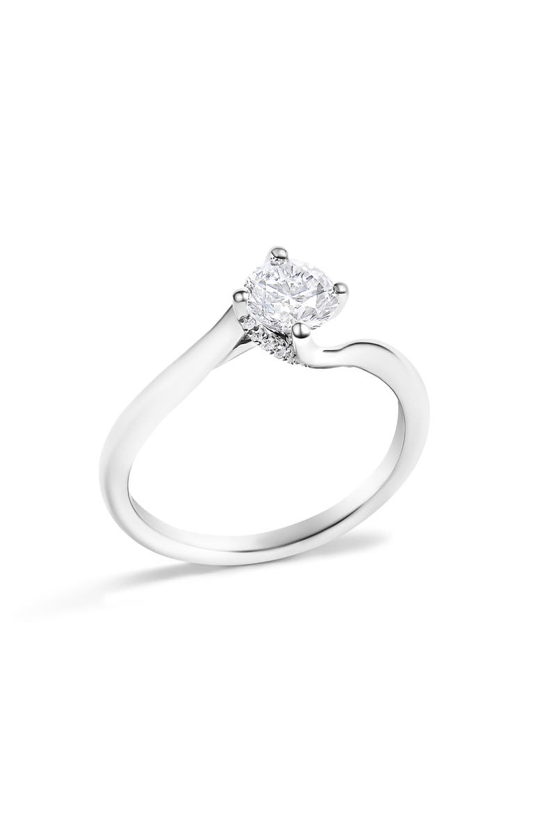 14K White Gold 4/5 Cttw Round Lab Grown Diamond Bypass Solitaire Engagement Ring, Alternate, color, White