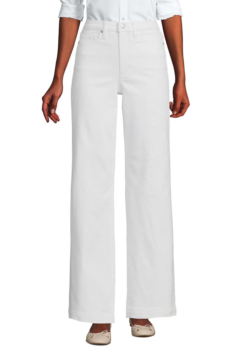 Lands' End High Rise Wide Leg Denim Jeans, Alternate, color, White