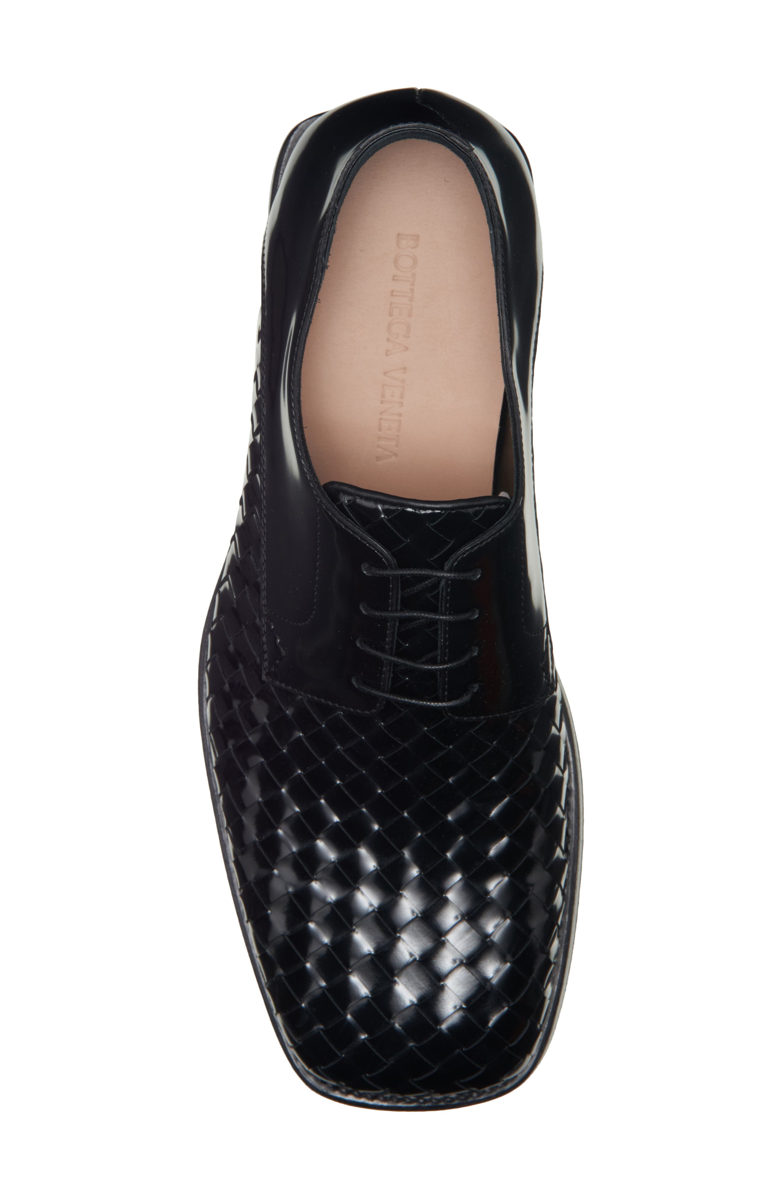 Bottega Veneta Smashed Intrecciato Leather Derby, Alternate, color, Black