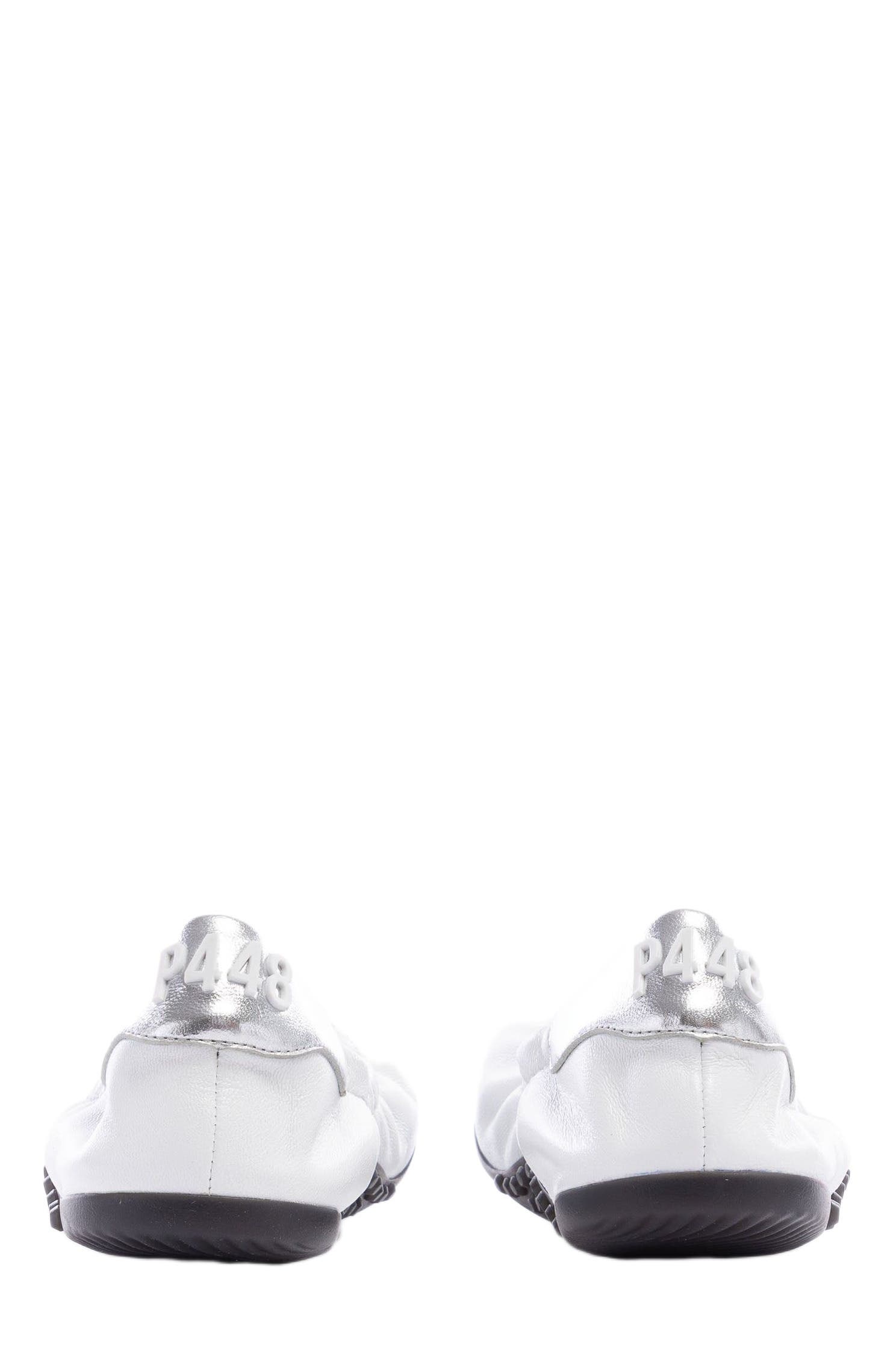Stella Ballet Flat, Alternate, color, White/Silver