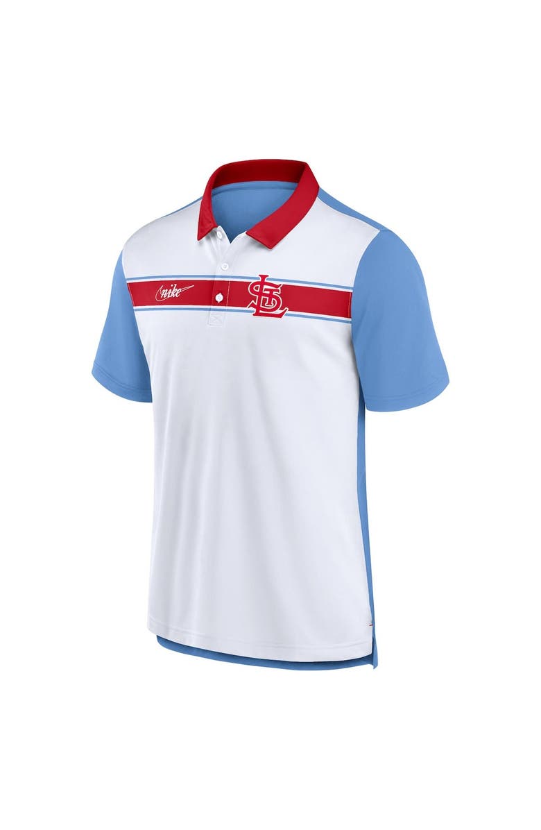 Nike Men's Nike White/Light Blue St. Louis Cardinals Rewind Stripe Polo, Alternate, color,
