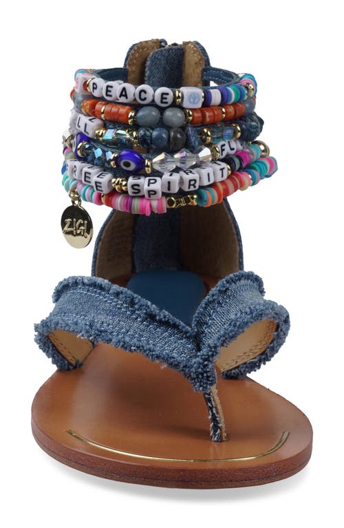 Zigi Fayola Beaded Ankle Cuff Sandal In Blue Denim